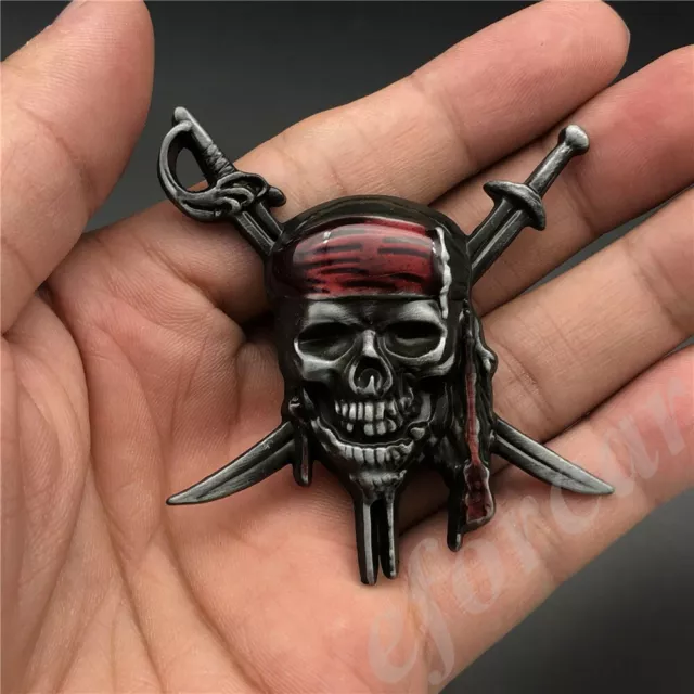 1pc 3D Metal Pirate Skull Cross Bones Car Trunk Rear Emblem Badge Decal Sticker