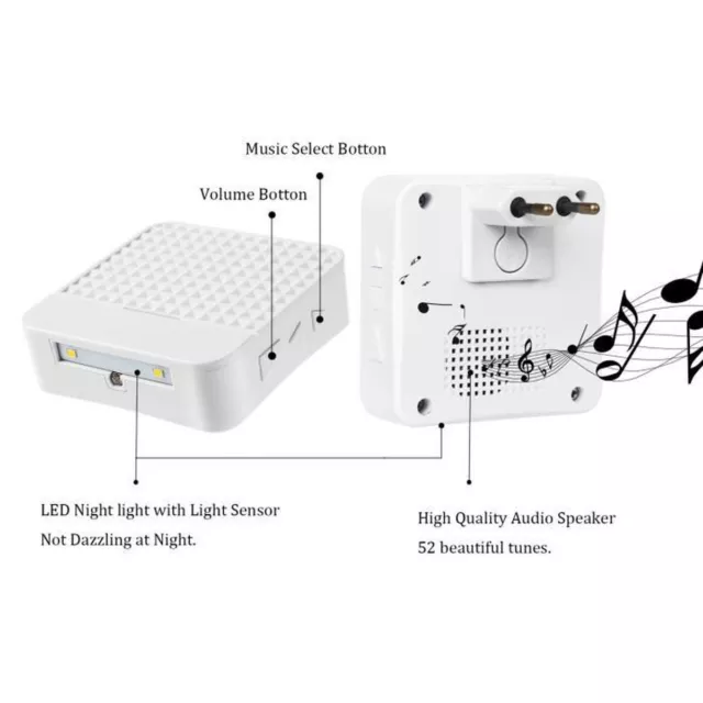 Sonnette Sans Fil Solaire Rechargeable LED  52 Mélodies 1 émetteur 1 récepteur 3