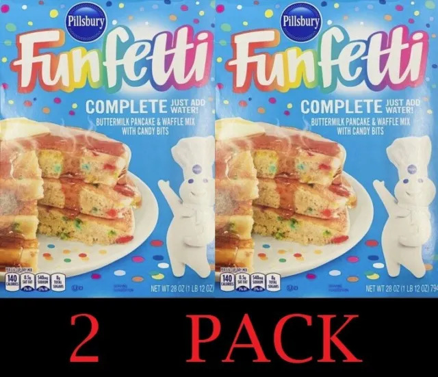Pillsbury FUNFETTI Complete Buttermilk Pancake & Waffle Mix Candy Bits 28oz 2 PK