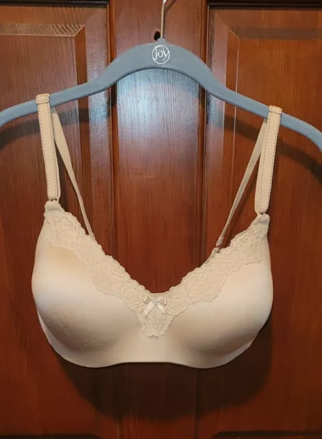 Womens Maidenform Sz 36D Nude Wireless Lace Bra Full Coverage Comfort Devotion