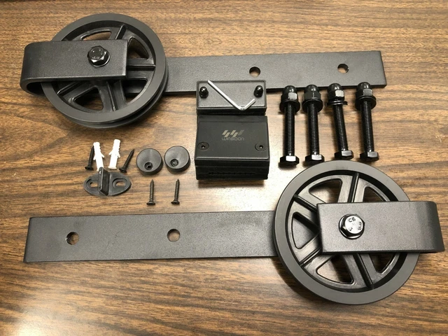 Sliding Wood Barn Door Hardware Roller Set Hardware (Big Black Wheel)