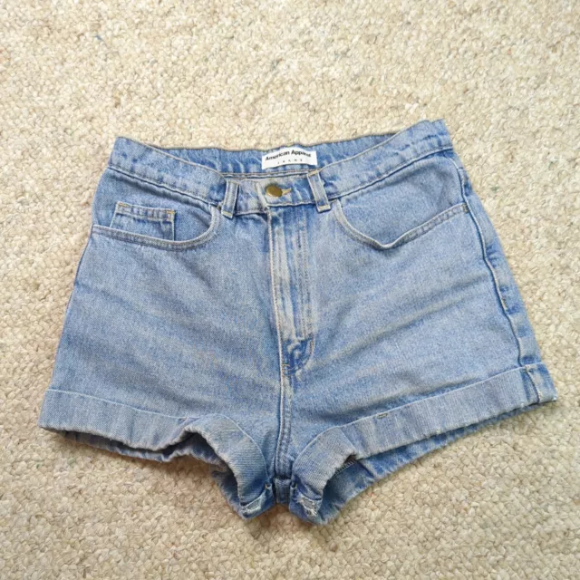 AMERICAN APPAREL HIGH Waisted Jean Shorts Womens 29 Cuffed Denim