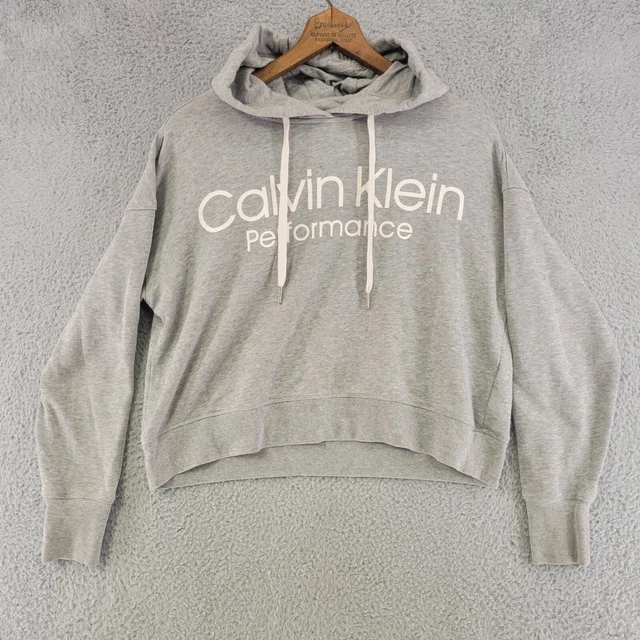 Calvin Klein Crop Sweater Womens S Small Gray Hoodie Performance Sweatshirt