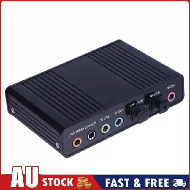 USB 6 Channel 5.1 External Optical Audio Sound Card for Notebook PC(Black) AU