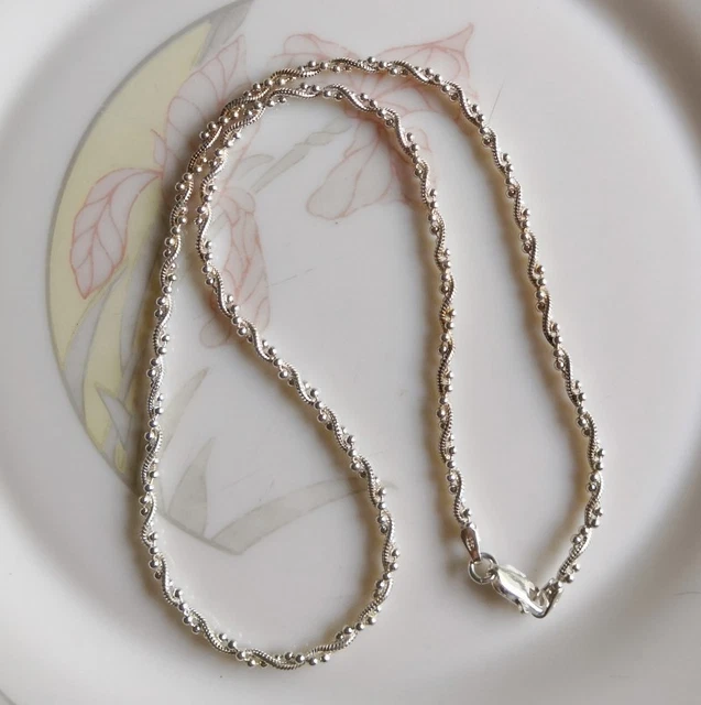 Collier Perles Saphir Autriche & Argent Massif 925 - 44cm, Fait Main En France