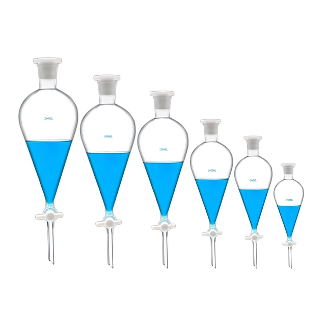 Borosilicate Glass 2000ML Separating Funnel Heavy Wall Conical Separatory Funnel