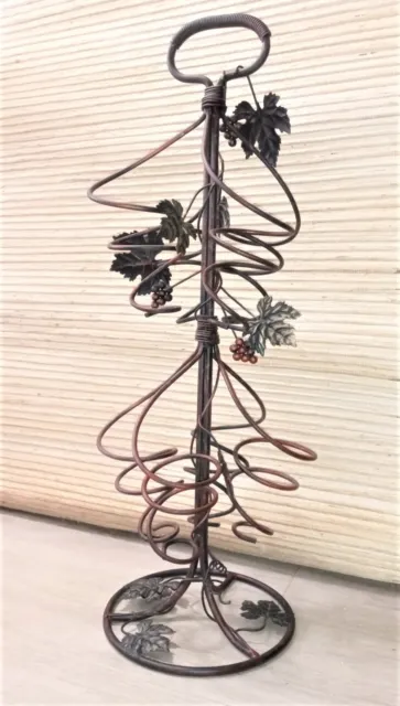 Wrought Iron Grapevine Spiral Wine Bottle Holder with Handle