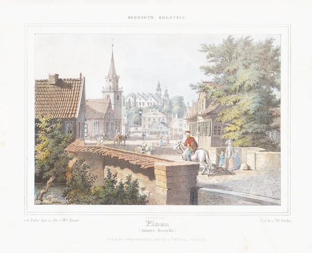 Plön Schleswig Holstein Litografía Aspecto Wilhelm Este Año 1847