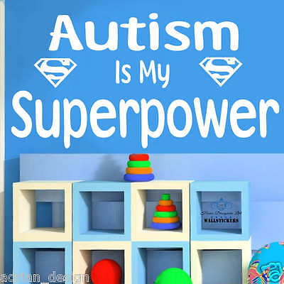 Autismo è la mia superpotenza, adesivo muro, i bambini decalcomania della parete, SUPER BADGE.