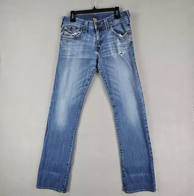 True Religion Ricky Relaxed Straight Jeans Mens Blue 32 Y2K Western Cowboy Denim