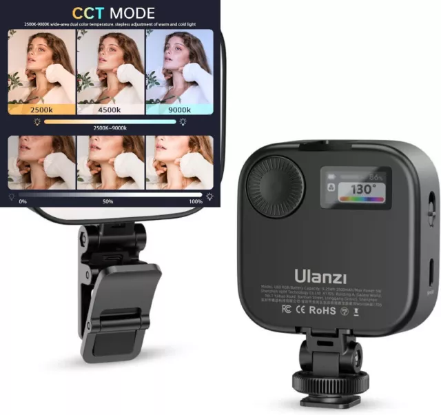 ULANZI U60 RGB Luce per Selfie Con Clip, 3 Modalità Di per...