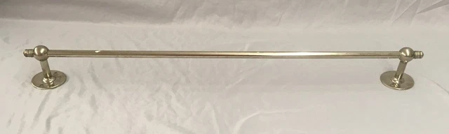 Antique 32" Nickel Brass Towel Bar Old Vtg Good Mfg Adjustable Mounts 530-18E