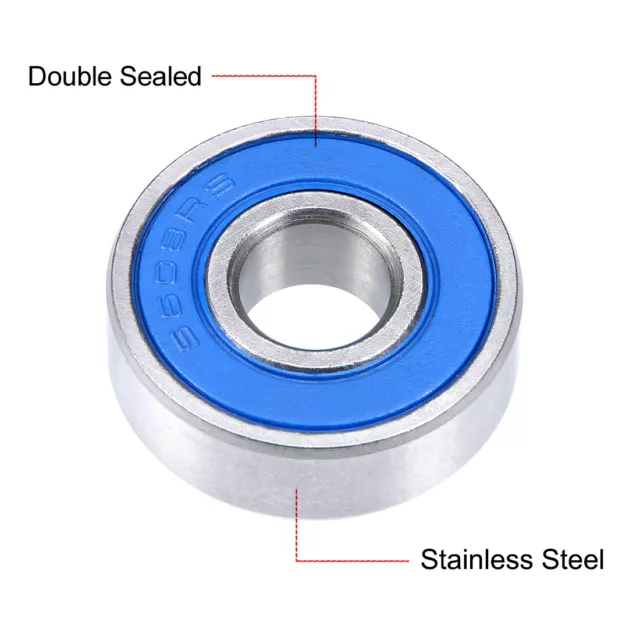 S608-2RS Stainless Steel Ball Bearing 8x22x7mm Double Sealed 608RS Bearings 5pcs 2