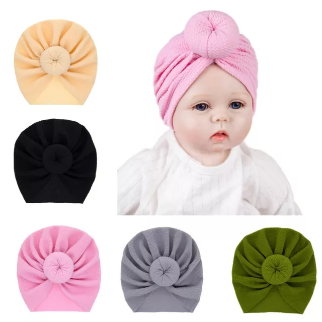 5pcs Baby Girls Newborn Headband Hat Infant Soft Cute Turban Knotted Head Wrap