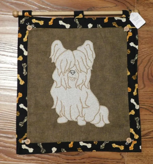 Handmade Skye Terrier Dog Hand Stitched Wall Hanging