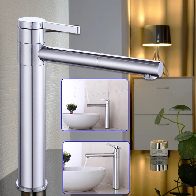 Grifo baño grifería de lavabo alto grifería alta salida 225mm 360° giratorio