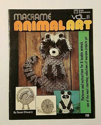 Vintage #7122 Macramé animal Art Raccon Panda Skunk Cordero Patrón Libro nos menta