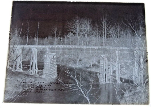 Ca.1899 Glass Photo Plate - Illinois Central Railroad Construction - MS   fb