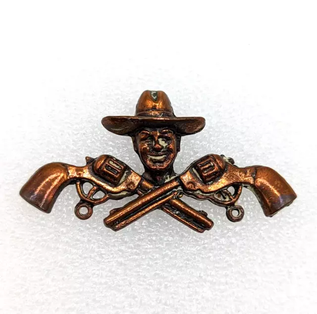 Copper Cowboy 6-Shooter Pistols Pin Western Crossed Revolvers Charm Token