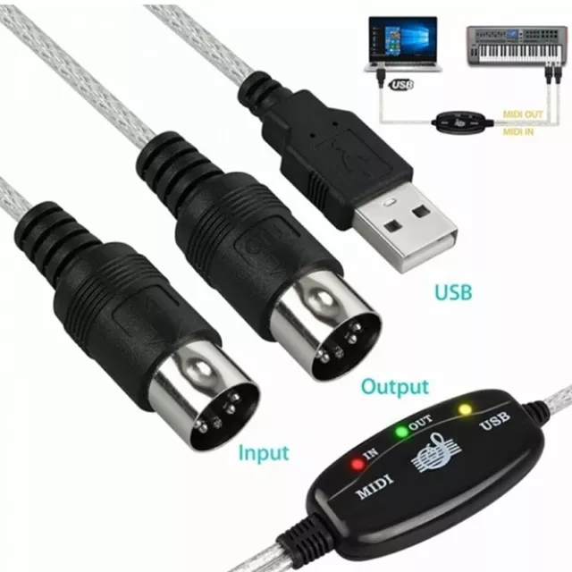 Convertisseur de câble MIDI USB IN-OUT, adaptateur PC vers clavier musical