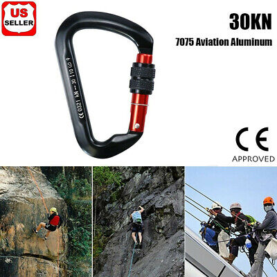 30KN Heavy Duty Screwgate Locking Carabiner D-Ring Clip Hook for Climbing Caving