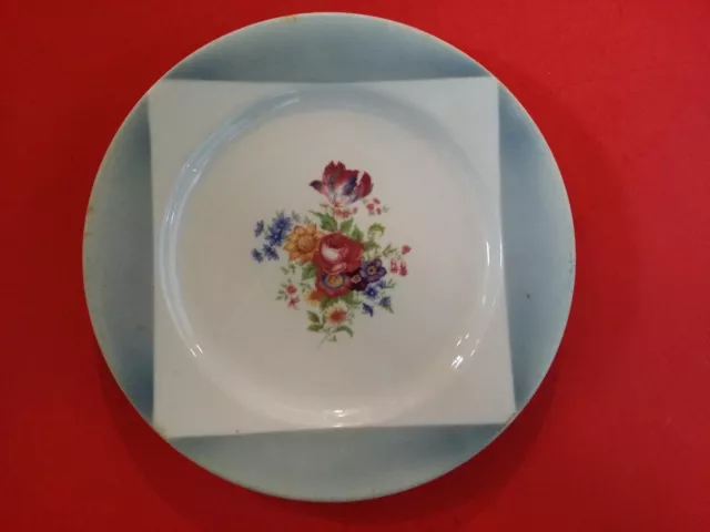 Vintage   SYRACUSE CHINA FLORAL RESTAURANT WARE PLATE GRAY AIRBRUSHED FLOWERS