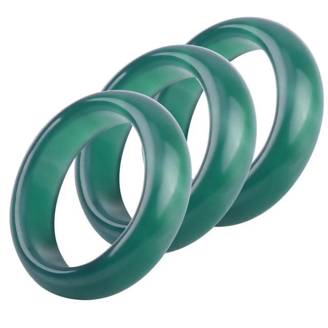 3pcs Unisex Women Men Handmade Chinese Retro Natural Gem Agate Jade Band Ring