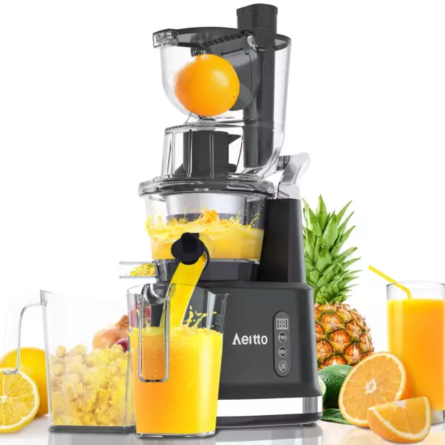 AEITTO® JUICER MACHINE, Cold Press Juicer with Big Wide 83mm Chute 900 ...