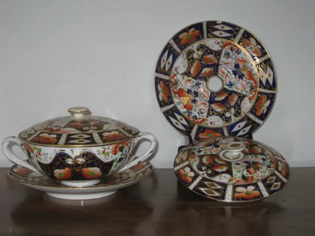 Antique Royal Crown Derby Imari Sauce Tureen