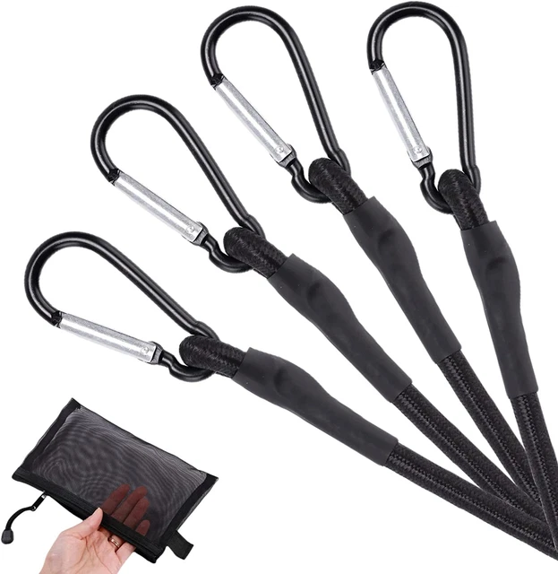 Roll Bungee Cords Set 48in/4ft4pcs Heavy Duty Outdoor Bungie Cord Bundle With Ca