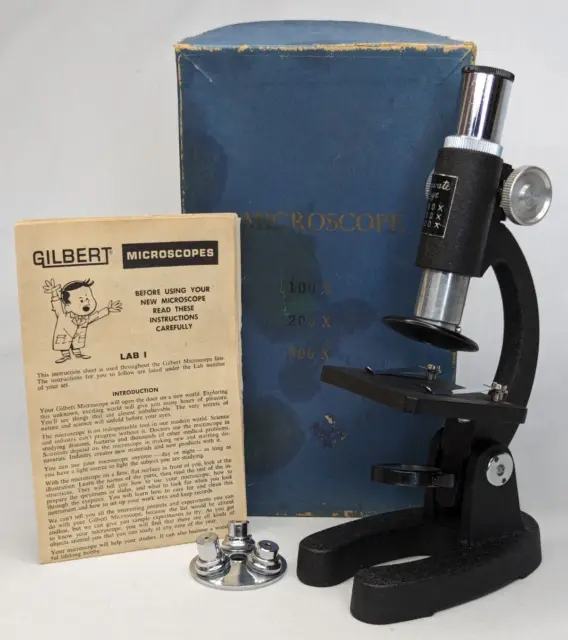 Vintage Gilbert Private Eye Microscope w/ Instructions Small 1950s Made in USA