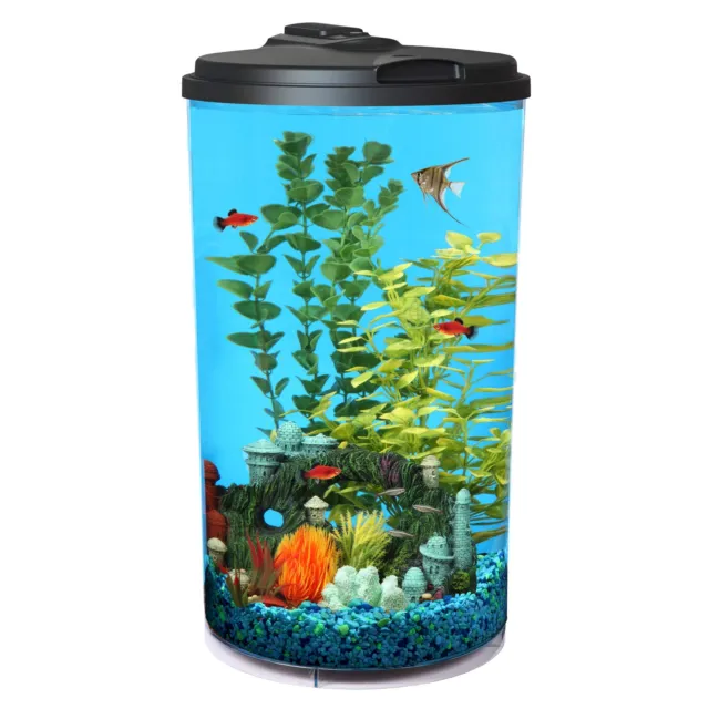 Plastic 6-Gallon AquaView 360 Aquarium Kit for Tropical Fish Betta Fish with ...