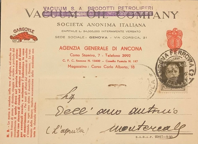 Ancona cartolina viaggiata 1941 bella pubblicitaria 