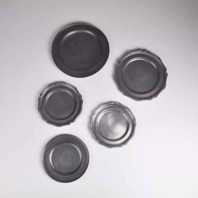 5 Plato de Estaño - Plato De Vintage Pewter Plates