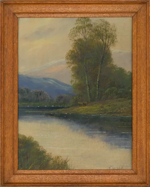 T. Wood  - Mid 20th Century Oil, River at Dusk