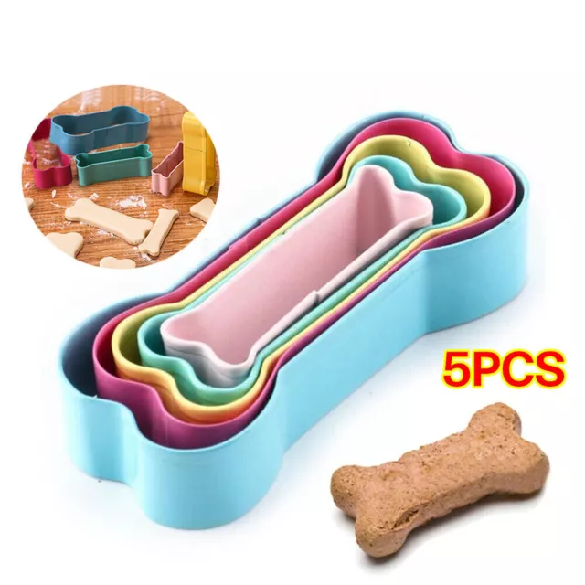 5pcs Dog Bone Shape Cookie Mold Stainless Steel Cake Cutter Party Baking Tool