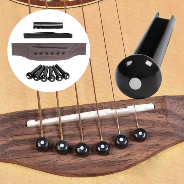 6 Strings Guitar Tailpiece Fixed Saddle Improve Sound Quality Wooden Bridge