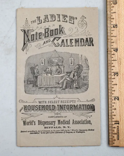 Vintage 1887 World's Dispensary Medical Ladies Notebook and Calendar Buffalo NY