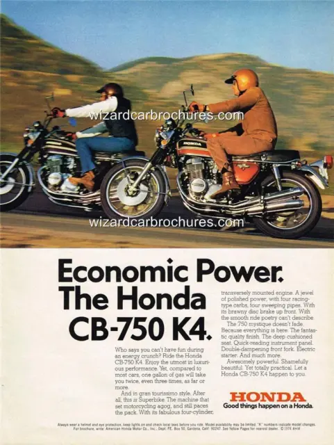 1974 Honda Cb 750 K4 Four Usa Motorcycle A3 Poster Ad Advert Advertisement