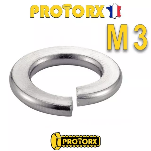 RONDELLE GROWER M3 x (10 à 50pcs) | 3,1mm x 6,2mm x 0,8mm | ACIER INOX A4