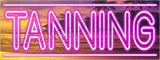 3'x8' TANNING BANNER LARGE Outdoor Sign Neon Look Bed Salon Spa Spray Tan Pink