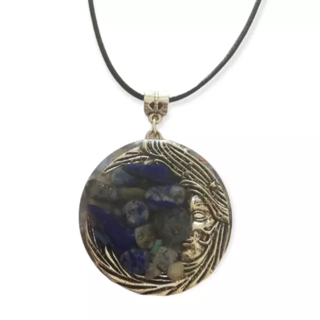 Orgonite ciondolo Luna Orgone protezione Lapislazzuli collana Labradorite chakra