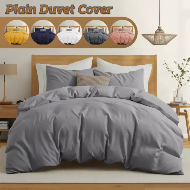 Luxury Duvet Cover King Size Ultra Soft Microfiber Quilt Cover Plain Bedding Set