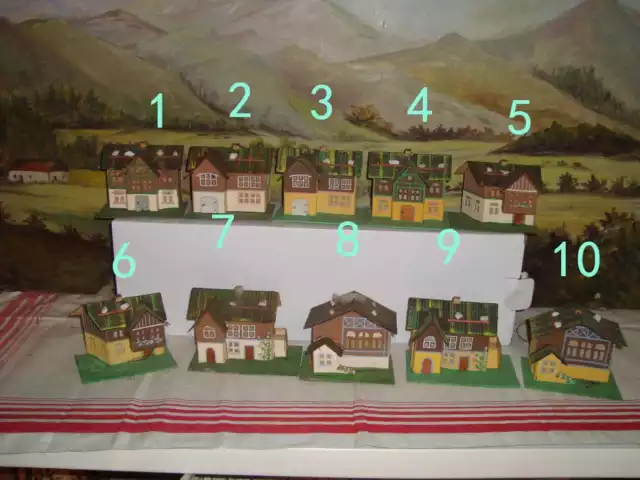 1 Stück altes Haus  Miniaturhaus Pappe   Wünschendorf  Erzgebirge 1950