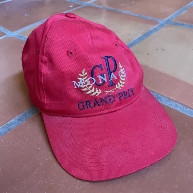 Vtg Sherry USA Red Adjustable Strapback Hat Cap Monaco Grand Prix GP Embroidered
