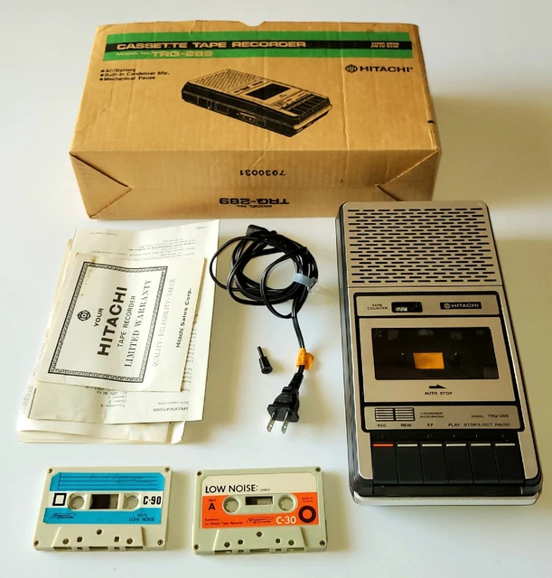 VINTAGE HITACHI PORTABLE Top Loading Cassette Recorder Tape Player (TRQ