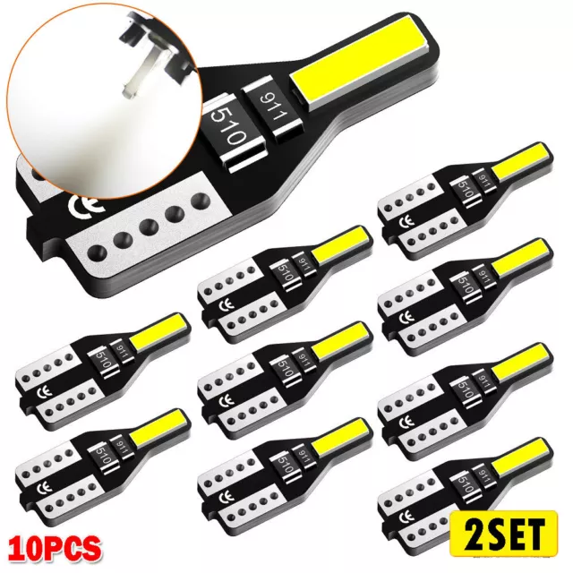 20x T10 W 5W LED Car Glass Base 12V Lamp Interior Parking Light Lamp Xenon White