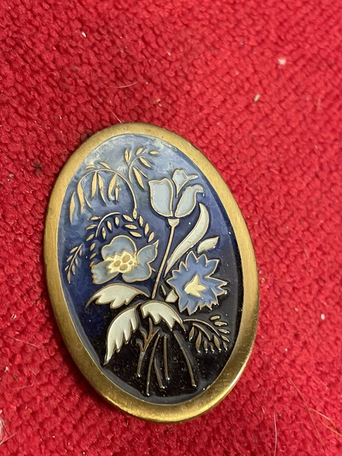 Broche ancienne en émail bleu cloisonné scarabée turquoise égyptien pharaon ailé