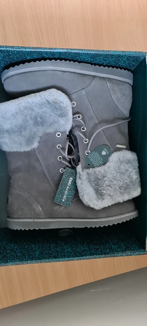 EMU AUSTRALIA SHORELINE Waterproof Suede Lace Up Boots Grey UK 7