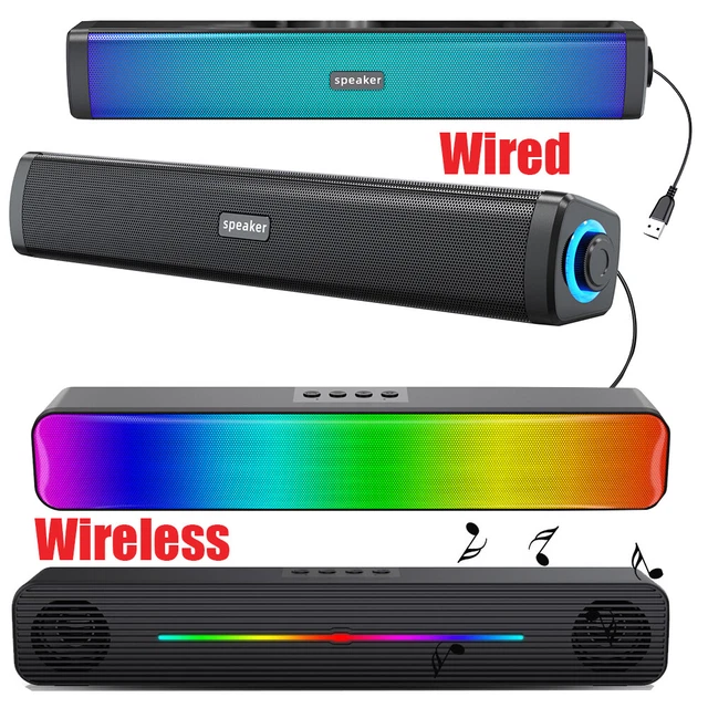 STEREO WIRELESS SPEAKER System For Tv Wired Subwoofer Computer Gaming